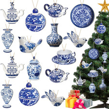 40 Pieces Christmas Chinoiserie Wooden Ornaments picture