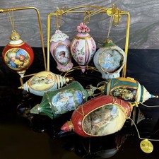 Vintage Lot of 8 Bradford Editions Heirloom Porcelain Christmas Ornaments 2000 picture