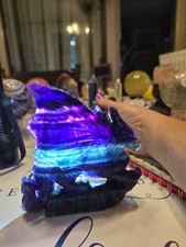 Fluorite Dragon Figurine, Polished Finish, Purple Black Blue. Great UV picture