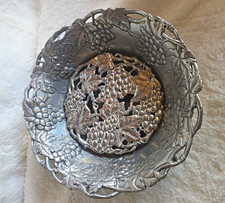 Vintage Arthur Court Bowl w/ Trivet Heat Pad Sand Cast Aluninum Grape Vine picture