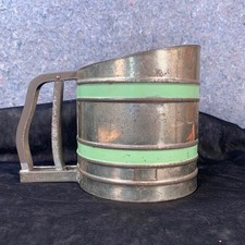Vtg Savory Sift-Chine Sifter Green Stripe Farmhouse Rustic Country Kitchen Decor picture