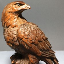 Antique Collection Old Wood Carved Eagle Ornament Solid Wood Animal Decoration picture