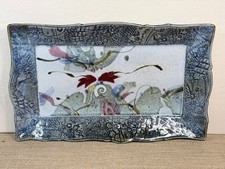 Mara Mexico Signed Stoneware Rectangular Platter Abstract Floral 15.5