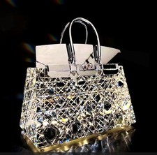 Modern Rechargeable Purse Accent Lamp Nightstand Light Crystal Glass Gift Ideas picture