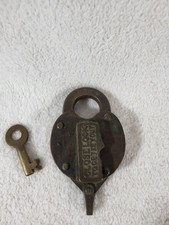 Antique 1934 Brass Heart Padlock With Key Working Climax Style Vintage Lock picture