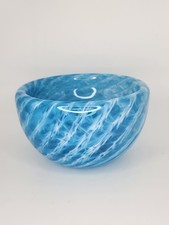 Double Walled Blue & White Art Glass Bubble Bowl, 6
