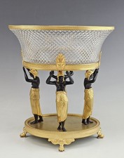 Fine 19C Gilt Patinated Bronze Crystal Egyptian Revival Centerpiece picture