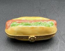 Artoria Limoges France Porcelain “Hot Dog” Trinket Box Peint Main Limited #216 picture