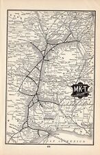 1904 MKT Missouri Kansas & Texas Railway Map Antique Railroad Map 1465 picture