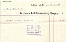 1914 Salmon Falls NH Rent Receipt - Granite Lodge No. 65 picture