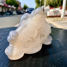 460G Natural Beautiful Agate Amethyst Handmade Gold Toad Crystal Treatment- picture