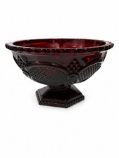 Vtg AVON 1876 Cape Cod Ruby Red Glass Candy Dish /Candle Holder 6”X3.75”Original picture