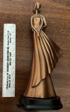 Abstract Romantic Couple Sculpture Bronze Tone Figurine Modern Home Decor 7.5” picture