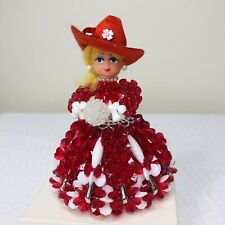 Vintage 1950 Beaded Safety Pin Doll Christmas Cowgirl Red Estate picture