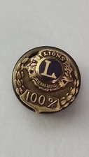1937 1938 Lions Club International 100% Vintage Rare Attendance Screw back Pin picture