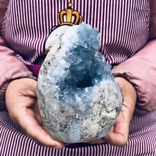 2.99LB Natural Beautiful Blue Celestite Crystal Geode Cave Mineral Specimen 718 picture