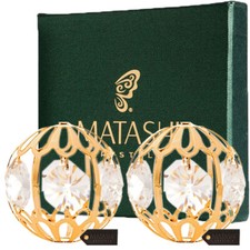 Matashi 24K Gold Plated Crystal Studded Christmas Ball Ornament (2) Gift Ready picture