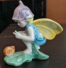 VTG Napcoware Iridescent Pastel Luster Fairy Pixie Figurine Snail Art 856 Japan picture