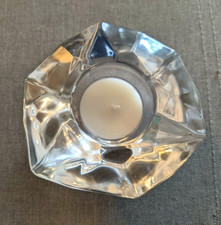 NEW ORREFORS abstract Crystal Sweden Tealight Candle Holder Signed Heavy picture