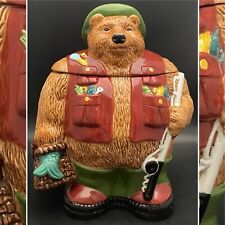 Clay Art 1997 Hand Painted Field and Stream Bear Cookie Jar Made in China 12.5