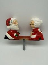VTG Japan Christmas Santa & Mrs Claus Kissing On Red Bench TLC Figurines Ceramic picture