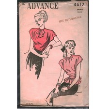 Vintage Advance 4617 Poncho Blouse Sewing Pattern Size Small 10-12 Bow Peplum picture