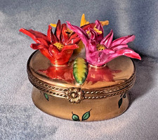 RMC Limoges France Trinket Box Peint Main 3D Flower Fold LE 34/500 picture