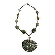 Vintage Native American Turquoise & Stone Necklace with Butterfly Pendant picture
