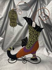 Pier 1 One VTG WITCH BOOT “IF THE SHOE FITS” BAT HALLOWEEN GLITTR RARE 19” NWT picture