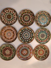 Vintage Cloisonne Trinket Dish: Byzantine Floral Enamel, Brass Wall Hanging 4 in picture