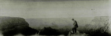 1906 Grand Canyon Panoramic Photo Negative Man Taking Notes Rim Grand Canyon picture