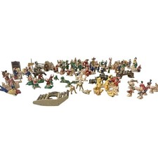 Vintage Chinese Mudmen Lot of 124 Micro Miniature Pottery Boats People Animals picture