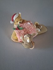 1995 Roman Inc Mice In A Slipper Figurine Holiday Christmas Unique Holly Vintage picture