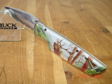 1998 BUCK KNIFE 175 LIGHTNING ELK ARTIST SERIES 420HC SERRATED BLADE ~ ALUMINUM picture