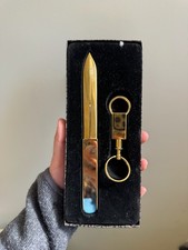 Gold Plated Letter Opener & Keychain: Executive Desk Gift Set picture