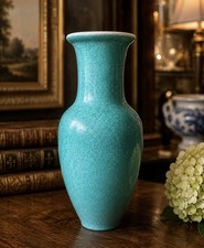 Vintage Chinese Saks Fifth Avenue Turquoise Porcelain Vase Hong Kong, 8