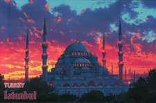 Blue Mosque Istanbul Turkey, Ottoman Architecture, Islam, 1616 - Modern Postcard picture