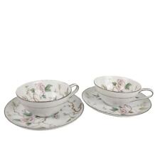 Vtg1950s Noritake CHATHAM Tea Cups & Saucers Set of 2, Pink Floral Chinoiserie picture