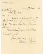 1913 Letter Alexander Wynne JP Eastlake Marion Florida Land Sale Frank Lovejoy picture