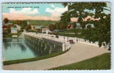 BUCKSPORT, Maine ME ~ Street Scene VERONA BRIDGE 1910s-20s Gold Border Postcard picture
