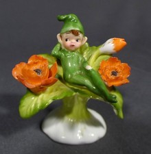 Vintage Napcoware Bone China Pixie of the Month, August, Red Flowers,  1950s picture