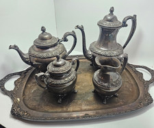 Vintage 1847 Rogers Bros HERITAGE Silverplate Tea Coffee cream sugar Tea tray picture