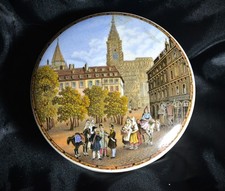 Pratt Ware pottery pot lid  “French Street Scene”. picture