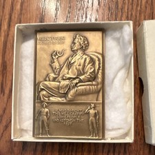 1935 Medallic Arts Co. Mark Twain Century Of His Birth Bronze Plaque / Orig. Box picture