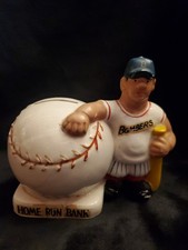 1960'S BOMBERS BASEBALL HOME RUN BANK CERAMIC with ORIGINAL PLUG picture