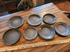 Lot of 7 Graniteware Trays Dishes Pans Enamel Enamelware Vintage Grey picture