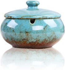 Ceramic Ashtray with Lids, Windproof, Cigarette Ashtray for Indoor or OutdoorUse picture