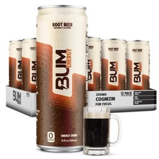 BUM Sugar Free Energy Drink, Nootropics, Root 12 Fl Oz (Pack of 12), Brown picture