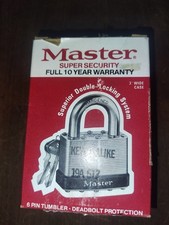 MASTER LOCK #19  Vintage Master lock and Co. No 19 Super Security. Blue bumper picture