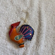 Vintage Silk Turkey Animal Folk Ornament picture